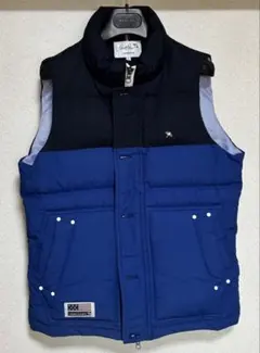 アーノルドパーマー フード付きダウンベスト ネイビー×ブルー Mサイズ