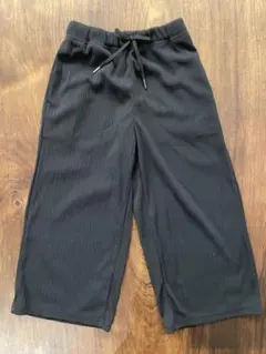 GU　120　リブプルオンワイドフレアパンツ　ブラック　美品