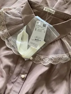 新品タグ付★アクシーズファム★チュールレース襟ワンピース★モカ