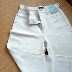 クリーム色 ストレートデニム Lサイズ