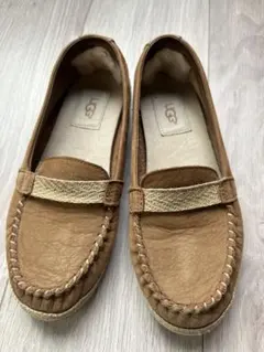 アグ ロージー モカシンUGGローファー レザー 22cm キッズ茶色ブラウン