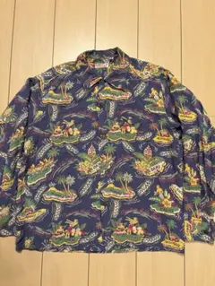 【SUN SURF 】サンサーフ長袖アロハシャツ M パープル系