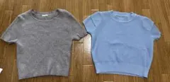 【美品】H&M サマーニット クロップド丈（ノーブランドのおまけ付き）