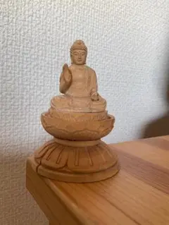 木製阿弥陀如来座像 - 高野山製手彫り Amida Buddha Statue