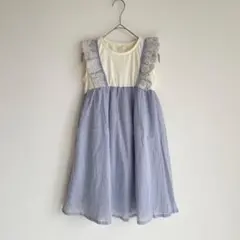 アプレレクール レースフリル 切替 ワンピース120 シフォン 重ね着風 キッズ
