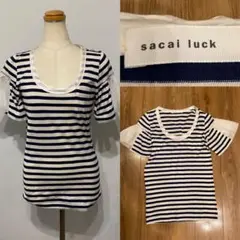 sacai luck サカイラック 白×紺　ボーダー  半袖トップスのサムネイル