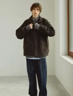 EMMA CLOTHES シャギークロスショートステンカラーブルゾン