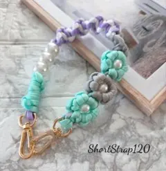 tamaパラコード☆ショートストラップ120☆ハンドストラップ☆お花のストラップ