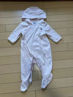 babyGap フード付きロンパース 6-9ヶ月 ピンク　クマケツ