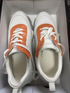 HERMES スニーカー ホワイト オレンジ　美品のサムネイル