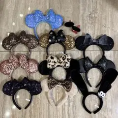 ディズニーランド ミニーマウス ヒョウ柄カチューシャ 赤い水玉