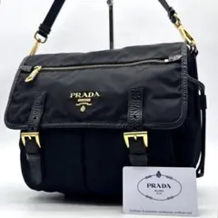 ✨美品✨プラダ ショルダーバッグ メッセンジャー メタルロゴ ナイロン レザー