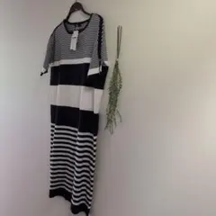 【タグ付】Style Note 千趣会　ボーダー柄 半袖 チュニック ワンピースのサムネイル
