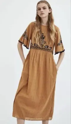 ZARA エスニック　刺繍　ワンピース