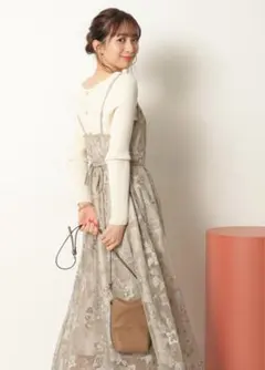 【美品】リランドチュール＊刺繍キャミワンピース