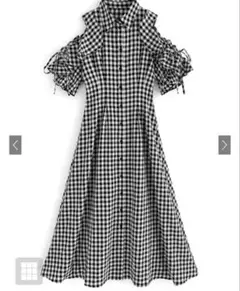 ギンガムチェック柄ショルダーオープンフリルワンピース ta056