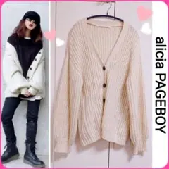 alicia PAGEBOY ミドル カーディガン アイボリー系 Vネック