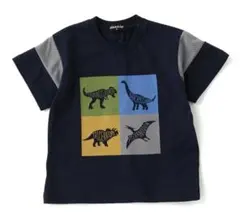 最終値下げkladskap 恐竜ブロック袖メッシュ切り替えTシャツ　100
