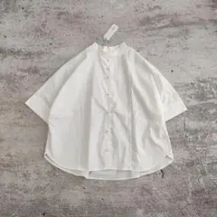 Gauze# ガーゼ コットンワイドプルオーバー 白 半袖ブラウス ワイド 