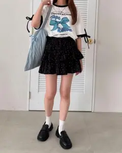 ※サンプル品　kutir クティール　ドット　フリル　ティアード　ミニ　スカート