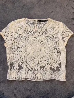 ZARA BASIC COLLECTION 半袖レーストップス XS