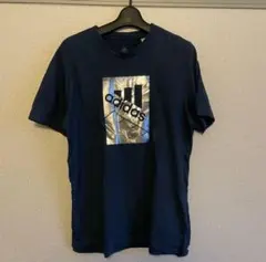 【古着】adidas ネイビー ロゴ Tシャツ