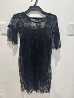 ブラックレース 七分袖ドレス