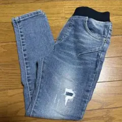 【中古】韓国子供服 キッズ デニムパンツ ダメージ加工 ストレッチ 110cm