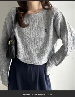U.S.POLO.ASSN.ワンポイントケーブルニット