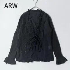【ARW】アロー インド綿 フリルカーディガン ブラウス ラメ ストライプ Mのサムネイル