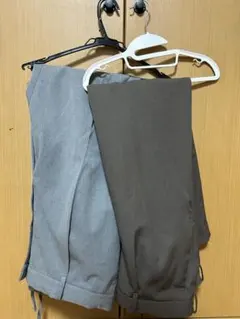UNIQLO タックワイドテーパードパンツ　グレー　ブラウン　2点セット　XL