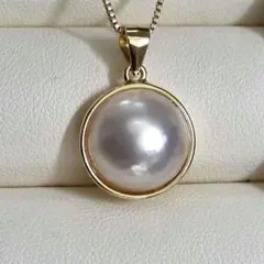 照り良く　マベパールペンダントトップ　14.3mm ホワイト　シルバーs925
