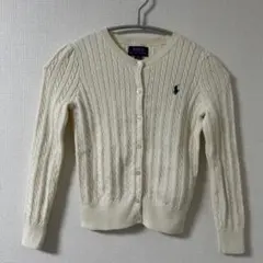ラルフローレン　ケーブルニット　カーディガン　アイボリー　ワンポイント