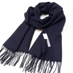 アニオナ カシミヤ100% ストール マフラー 薄手 フリンジ ブラック