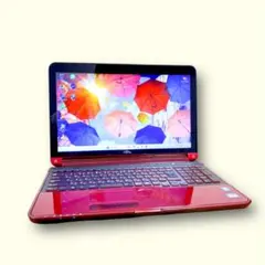 高性能i7✨SSD メモリ8 すぐ使える富士通ノートパソコン 赤 Blu-ray