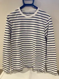 ボーダー　白黒　カットソー　ロンT Sサイズ