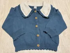 新品未使用 futafuta 刺繍襟カーディガン 90cm ブルー