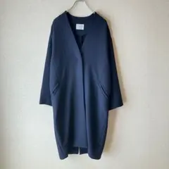 値下げ❣️IENA イエナ　ノーカラーコート　ロングコート　ネイビー　36 上品
