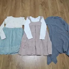 超美品　130　プティマイン　チュール　かわいい　長袖　ワンピース　セット