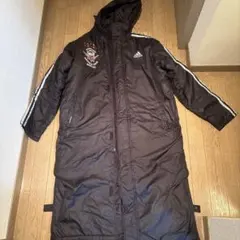 adidas フード付きベンチコート 黒（北陸・志々場連合・ハンドボール）