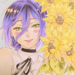 手描き アナログ イラスト 色紙 ファンアート チェンソーマンレゼ