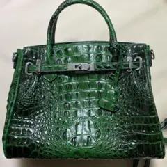 フィラノ　クロコ　型押し　バッグ　レディース　グリーン　緑