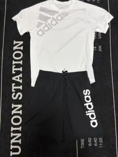 adidas スポーツウェアセット ホワイト/ブラック