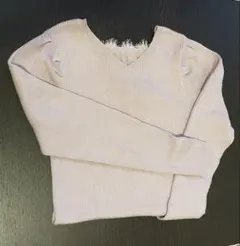 MISCH MASCH. 春セーター 薄紫リブ編みニット Vネック 長袖