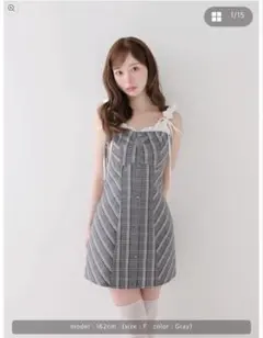 M me eme エムエメ フリルレイヤードチェックツイルキャミワンピース