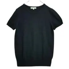 ロペ・ピクニック（M）黒・半袖ニット・クルーネックシンプルデザイン