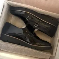 新品✨39サイズ LINCE ダブル モンク ポインテッド ローファー ブラック