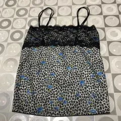 未使用 レオパード柄キャミソール バラ柄 レース付