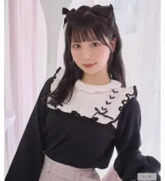 Honey Cinnamon フリル付き長袖ニット