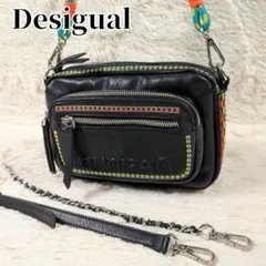 デシグアル 刺繍 ミニクロス ボディバッグ ショルダーバッグ 黒のサムネイル